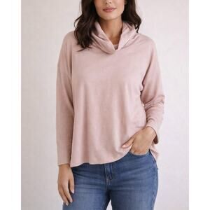 Grade & Gather Blush Funnel Neck Jersey Top Large Rayon Stretch NWT